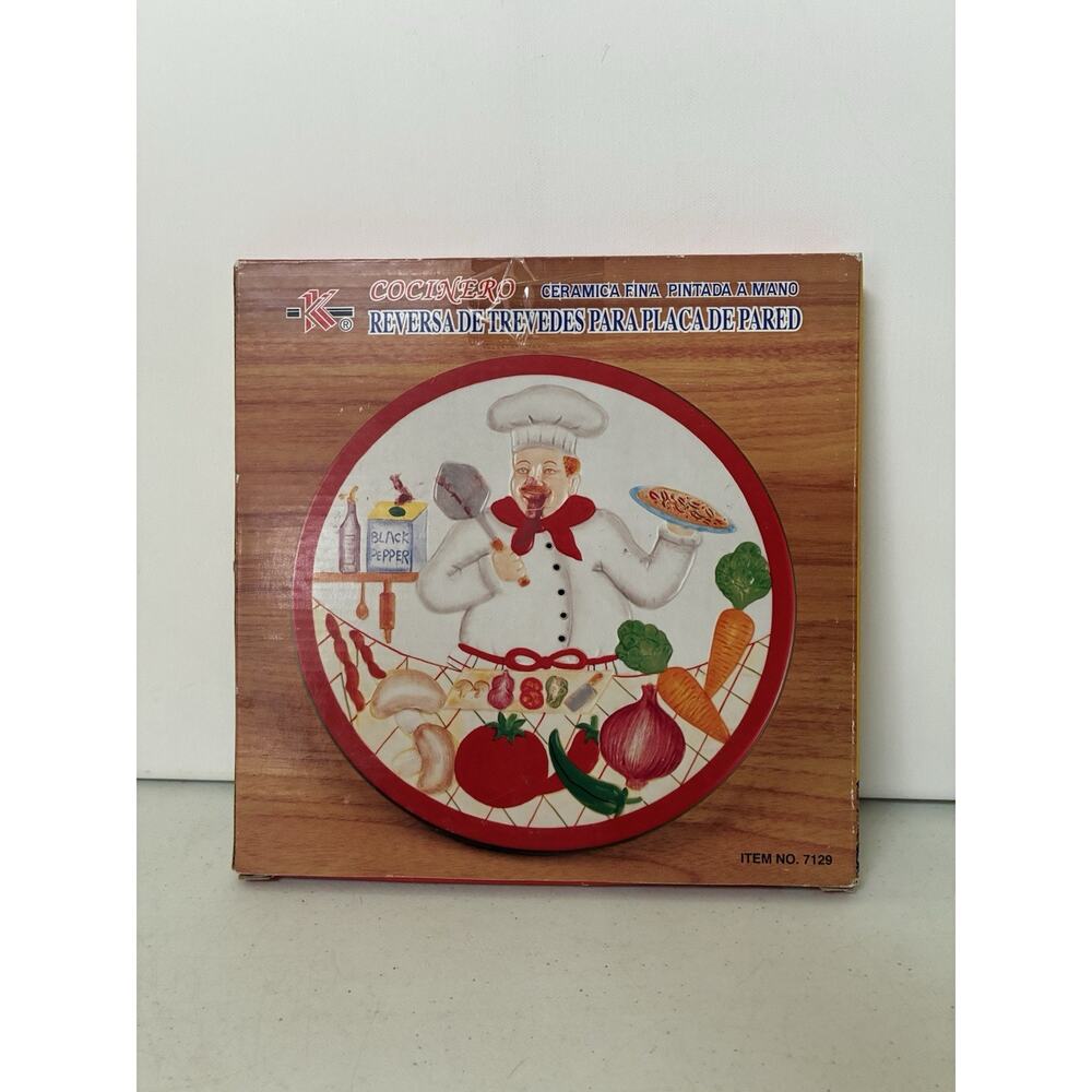 Gourmet Chef Trivet Reverse For Wall Plaque Hand Painted Fine Ceramicware - Picture 12 of 12